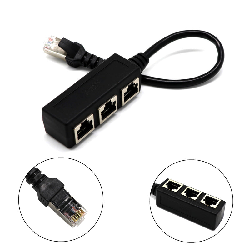 RJ45 Y Splitter Ethernet Cable Adapter 1 Male To 3 Female Port LAN Networking Cable