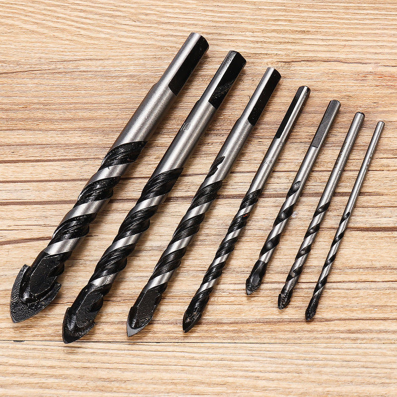 7pcs 3/4/5/6/8/10/12mm Triangle Twist Drill Bit Concrete Glass Ceramic Tile Marble Drill Bit Set