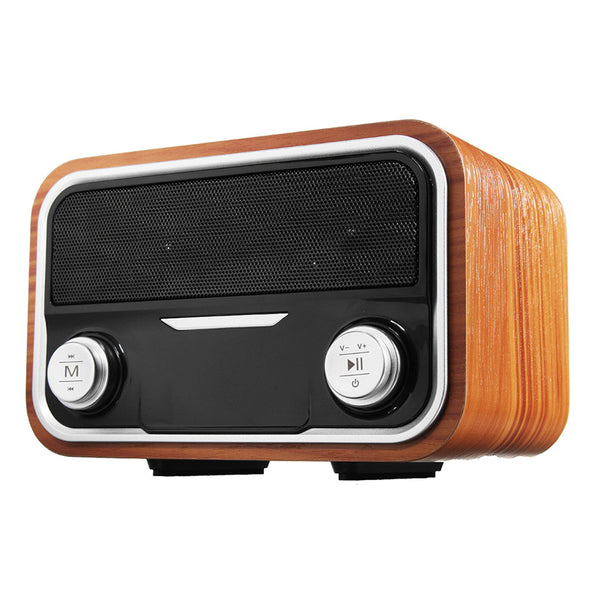 Wood Portable Double Units Wireless bluetooth Speaker FM Radio Aux-in Stereo Bass Subwoofer