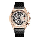 BAGARI 1822G All Dial Work Military Style Stainless Steel Strap Luminous Calendar Men Watch Quartz Watch