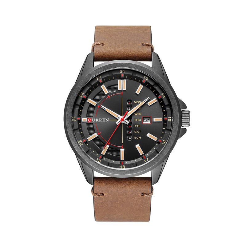 CURREN 8307 Calendar Unique Design Men Wrist Watch Genuine Leather Quartz Watch