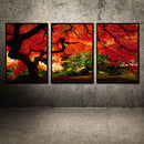 Miico Hand Painted Three Combination Decorative Paintings Maple Tree Wall Art For Home Decoration