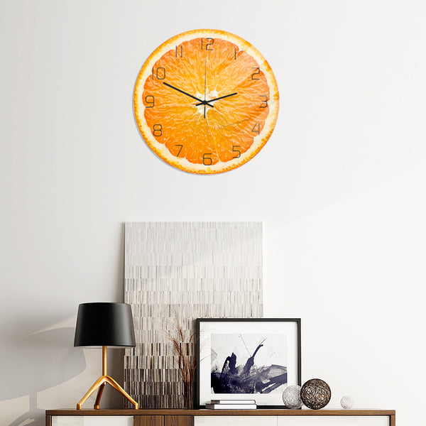 Loskii CC093 Creative Orange Wall Clock Mute Wall Clock Quartz Wall Clock For Home Office Decorations