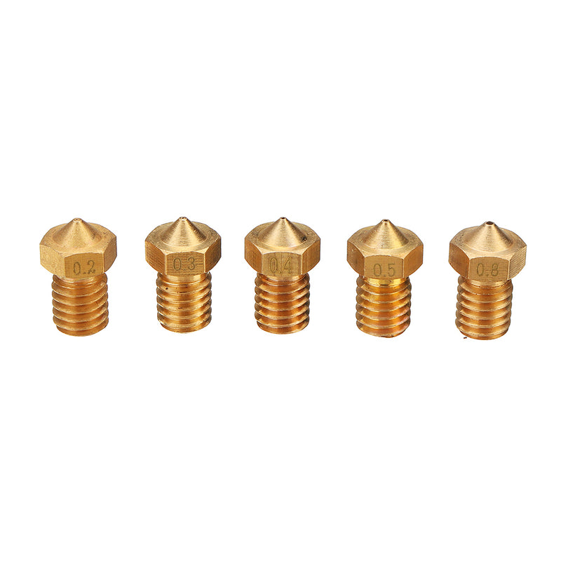 V6 PT100 Heating Block+0.2/0.3/0.4/0.5.0.8mm Brass Nozzle+Nozzle Throat DIY Kit for 1.75mm Filament