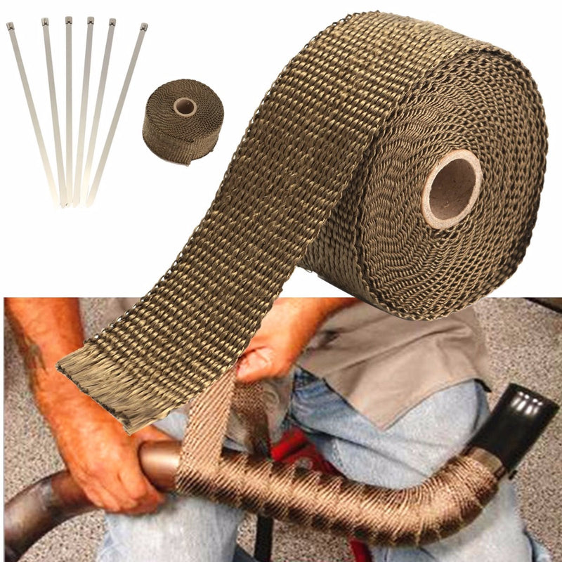 5M Exhaust Heat Wrap Manifold Downpipe High Temp Insulation Bandage Tape Roll