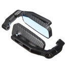 Universal Motorcycle Bike Rectangle Rear View Mirrors 8mm 10mm Black Carbon