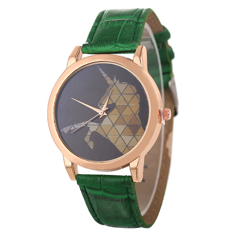 DEFFRUN Fashion Childlike Watch Leather Band Unicorn Pattern Casual Men Quartz Watch