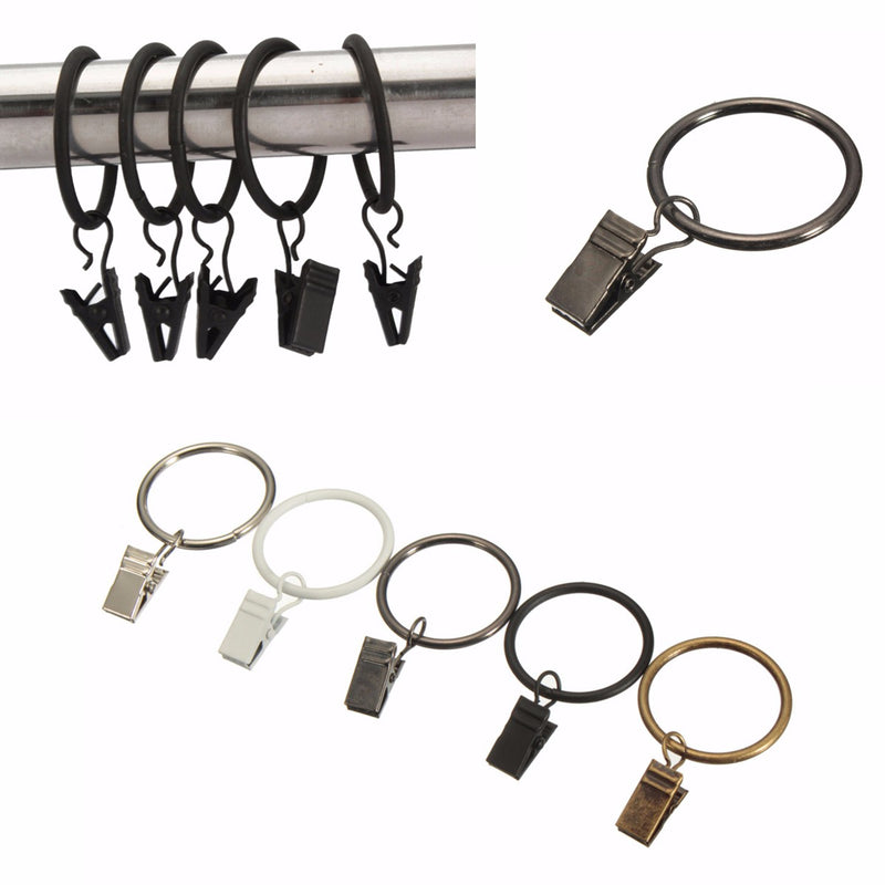 40pcs Metal Window Bathroom Curtain Clips Rings Pole Rod Voile Drapery 32mm Inner Diameter