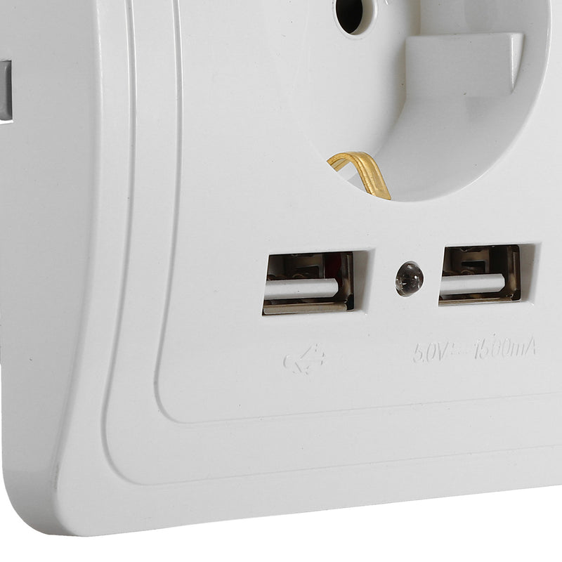 Excellway 1.5A/2A Dual USB Ports Wall Charger Power Adapter Socket Outlet Panel EU Plug Mount