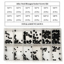 Suleve MXCH1 240Pcs M3-M8 Grub Screw Carbon Steel Hex Socket Allen Head Set Screw