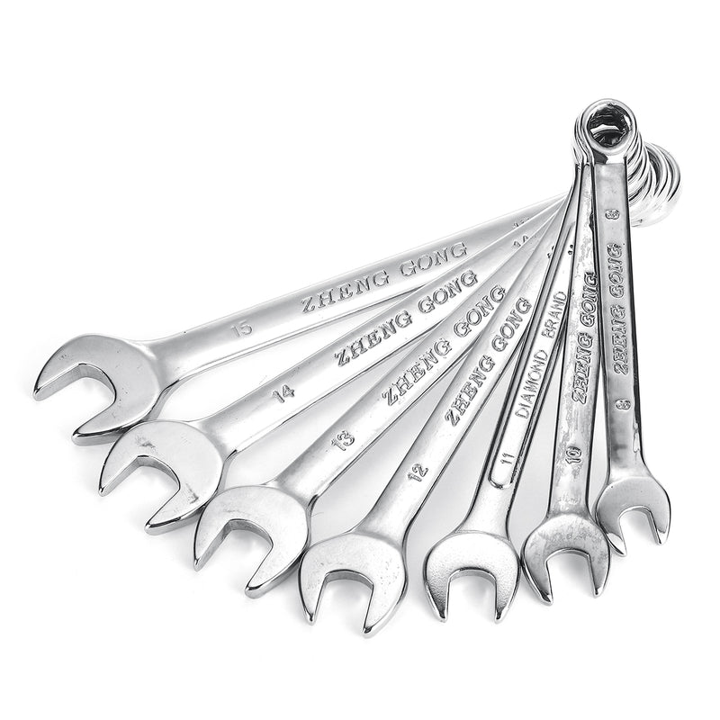 8-15mm Activities Metric Flexible Head Ratcheting Wrench Open End Spanners Tool