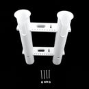 Plastic Fishing Rod Holder Pole Rack 2 Tubes Sockets for Boat Kayak Fishing White