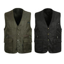 Men Reversible Casual Safari Vest Multi Pockets Waistcoat Fishing Hiking Jacket Travelling Accessory XL Army Green