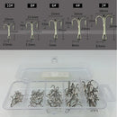 Box of 50 Pieces High Carbon Steel Treble Hook Various Size Barbed Fishing Hooks Fishing Equipment