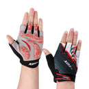 Men Women 1 Pair Sports Cycling Hiking Mountaineering Gloves Half Finger Shockproof Sports Bicycle Mittens M Red
