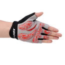 Men Women 1 Pair Sports Cycling Hiking Mountaineering Gloves Half Finger Shockproof Sports Bicycle Mittens M Red