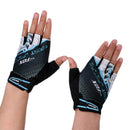 Women Sports Cycling Hiking Mountaineering Gloves Half Finger Shockproof Sports Bicycle Mittens 1 Pair Blue XL