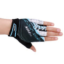 Women Sports Cycling Hiking Mountaineering Gloves Half Finger Shockproof Sports Bicycle Mittens 1 Pair Blue XL