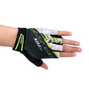 Women Sports Cycling Hiking Mountaineering Gloves Half Finger Shockproof Sports Bicycle Mittens 1 Pair Green XL