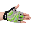 Women Sports Cycling Hiking Mountaineering Gloves Half Finger Shockproof Sports Bicycle Mittens 1 Pair Green XL