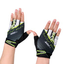 Women Sports Cycling Hiking Mountaineering Gloves Half Finger Shockproof Sports Bicycle Mittens 1 Pair Green XL