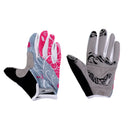 Anti-Slip Elastic Wear-Resistant Sweat Wiping Full Finger Cycling Gloves Fitness Breathable Shockproof Mittens 1 Pair Rose