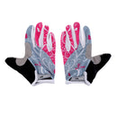 Anti-Slip Elastic Wear-Resistant Sweat Wiping Full Finger Cycling Gloves Fitness Breathable Shockproof Mittens 1 Pair Rose