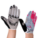 Anti-Slip Elastic Wear-Resistant Sweat Wiping Full Finger Cycling Gloves Fitness Breathable Shockproof Mittens 1 Pair Rose