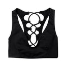 Women Girls Sports Athletic Gym Yoga Sports Exercise Wear Stretch Sports Back Sports Strappy Design Bra Black S