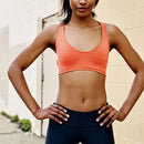 Womens Girls Sports Athletic Gym Yoga Sports Exercise Wear Stretch Sports Vest Strappy Back Design Bra Orange L