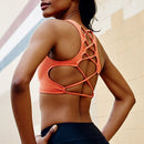 Womens Girls Sports Athletic Gym Yoga Sports Exercise Wear Stretch Sports Vest Strappy Back Design Bra Orange XL