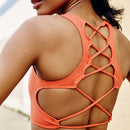 Womens Girls Sports Athletic Gym Yoga Sports Exercise Wear Stretch Sports Vest Strappy Back Design Bra Orange XL