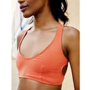 Womens Girls Sports Athletic Gym Yoga Sports Exercise Wear Stretch Sports Vest Strappy Back Design Bra Orange XL