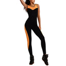 Women Ladies Sports Fitness Exercise Yoga Jumpsuit L Black Orange