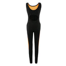 Women Ladies Sports Fitness Exercise Yoga Jumpsuit XL Black Orange