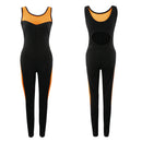 Women Ladies Sports Fitness Exercise Yoga Jumpsuit XL Black Orange