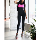 Women Ladies Sports Fitness Leggings Exercise Yoga Jumpsuit S Black and Rose Red