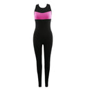 Women Ladies Sports Fitness Leggings Exercise Yoga Jumpsuit S Black and Rose Red