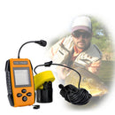 Portable Fish Finder, Water Depth & Temperature Fishfinder with Wired Sonar Sensor Transducer and LCD Display