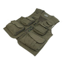 Mens Outdoor Sportswear Multi-Pocket Anti-Wrinkle Breathable Zip Closure Fishing Hunting Vest Photography Jacket Green 4XL