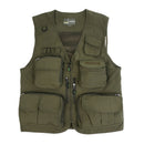 Mens Outdoor Sportswear Multi-Pocket Anti-Wrinkle Breathable Zip Closure Fishing Hunting Vest Photography Jacket Green 4XL