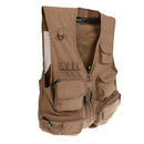 Mens Outdoor Sportswear Multi-Pocket Anti-Wrinkle Breathable Zip Closure Fishing Hunting Vest Photography Jacket Khaki 4XL