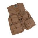 Mens Outdoor Sportswear Multi-Pocket Anti-Wrinkle Breathable Zip Closure Fishing Hunting Vest Photography Jacket Khaki 4XL