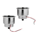 2Pcs 8 LED Recessed Stainless Steel Cup Drink Holder Cup for Car Marine Boat