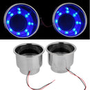 2Pcs 8 LED Recessed Stainless Steel Cup Drink Holder Cup for Car Marine Boat