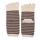 Men Women Blisters Preventing 5 Finger Ankle Striped Toe Socks Cotton Warm Toe Socks Pair Beige