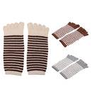 Men Women Blisters Preventing 5 Finger Ankle Striped Toe Socks Cotton Warm Toe Socks Pair Beige