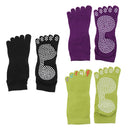 Women Cotton Yoga Pilates Practice Gym Toe Socks Anti-slip Shock Absorption Foot Massage Full Grip Socks 1 Pair Black