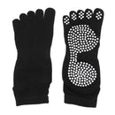 Women Cotton Yoga Pilates Practice Gym Toe Socks Anti-slip Shock Absorption Foot Massage Full Grip Socks 1 Pair Black