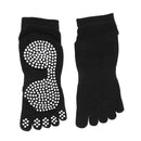 Women Cotton Yoga Pilates Practice Gym Toe Socks Anti-slip Shock Absorption Foot Massage Full Grip Socks 1 Pair Black